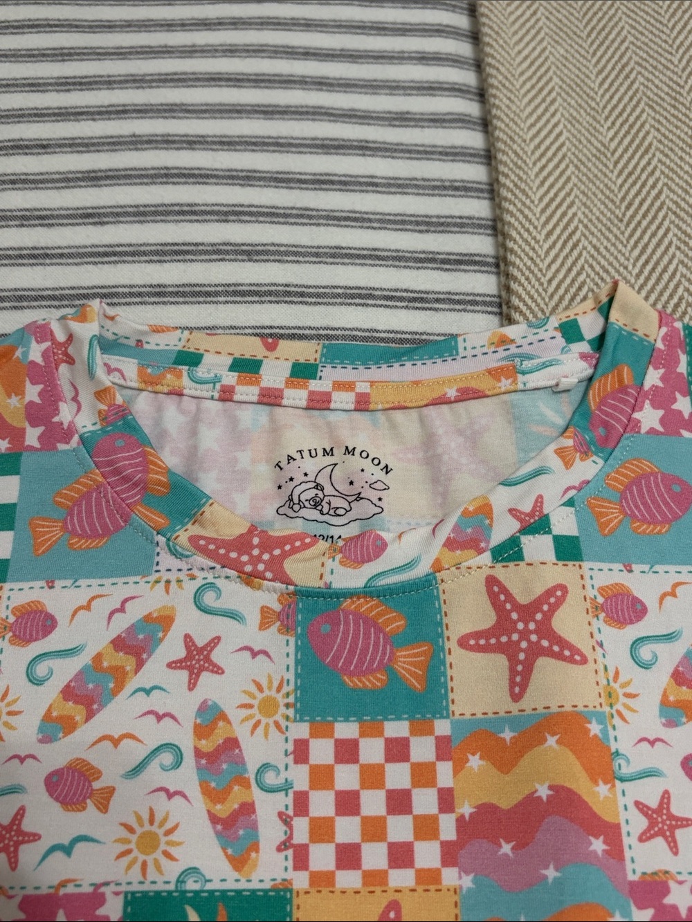 Tatum Moon Bamboo T-Shirt and Biker Shorts Set Pink Summer Beach Girls 12/14 - Picture 4 of 12